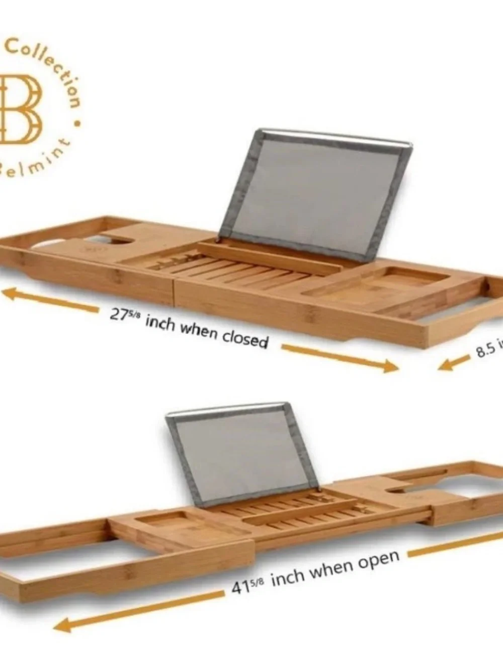 Bambusi Expandable Bamboo Spa Bathtub Caddy/ Tray